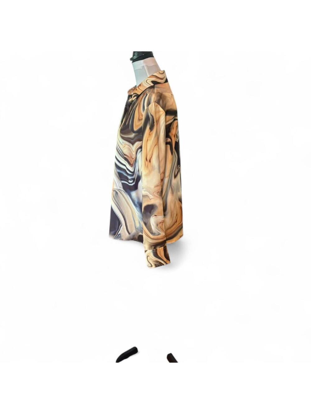 Rachel Zoe marble print button up shirt Size M - Picture 4 of 5